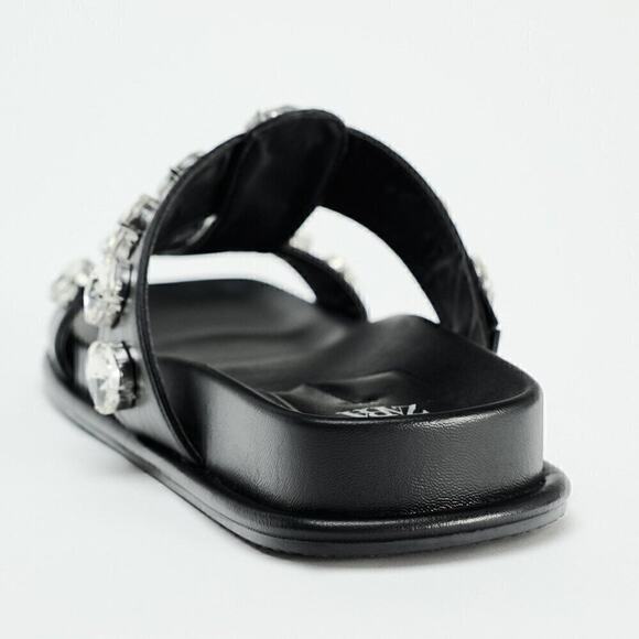 RARE!!! ZARA Bejeweled Embellished Sandals NWT 🖤 - Picture 13 of 16